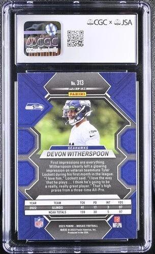 Devon Witherspoon Signed 2023 Panini Mosaic Reactive Yellow #313 RC (CGC) at PristineAuction.com Devon Witherspoon Signed 2023 Panini Mosaic Reactive Yellow #313 RC (CGC) at PristineAuction.com