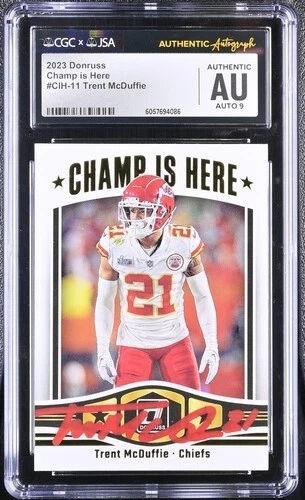 Trent McDuffie Signed 2023 Donruss Champ is Here #11 (CGC | Auto 9) at PristineAuction.com Trent McDuffie Signed 2023 Donruss Champ is Here #11 (CGC | Auto 9) at PristineAuction.com