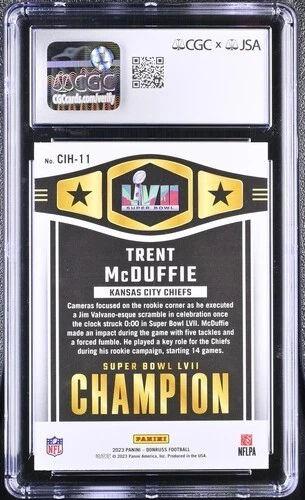 Trent McDuffie Signed 2023 Donruss Champ is Here #11 (CGC | Auto 9) at PristineAuction.com Trent McDuffie Signed 2023 Donruss Champ is Here #11 (CGC | Auto 9) at PristineAuction.com