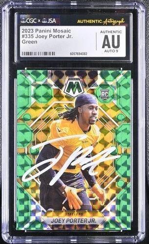Joey Porter Jr. Signed 2023 Panini Mosaic Green #335 RC (CGC | Auto 9) at PristineAuction.com Joey Porter Jr. Signed 2023 Panini Mosaic Green #335 RC (CGC | Auto 9) at PristineAuction.com