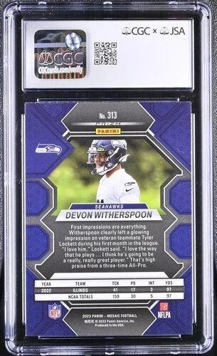 Devon Witherspoon Signed 2023 Panini Mosaic Choice Red & Green #313 RC (CGC) at PristineAuction.com Devon Witherspoon Signed 2023 Panini Mosaic Choice Red & Green #313 RC (CGC) at PristineAuction.com
