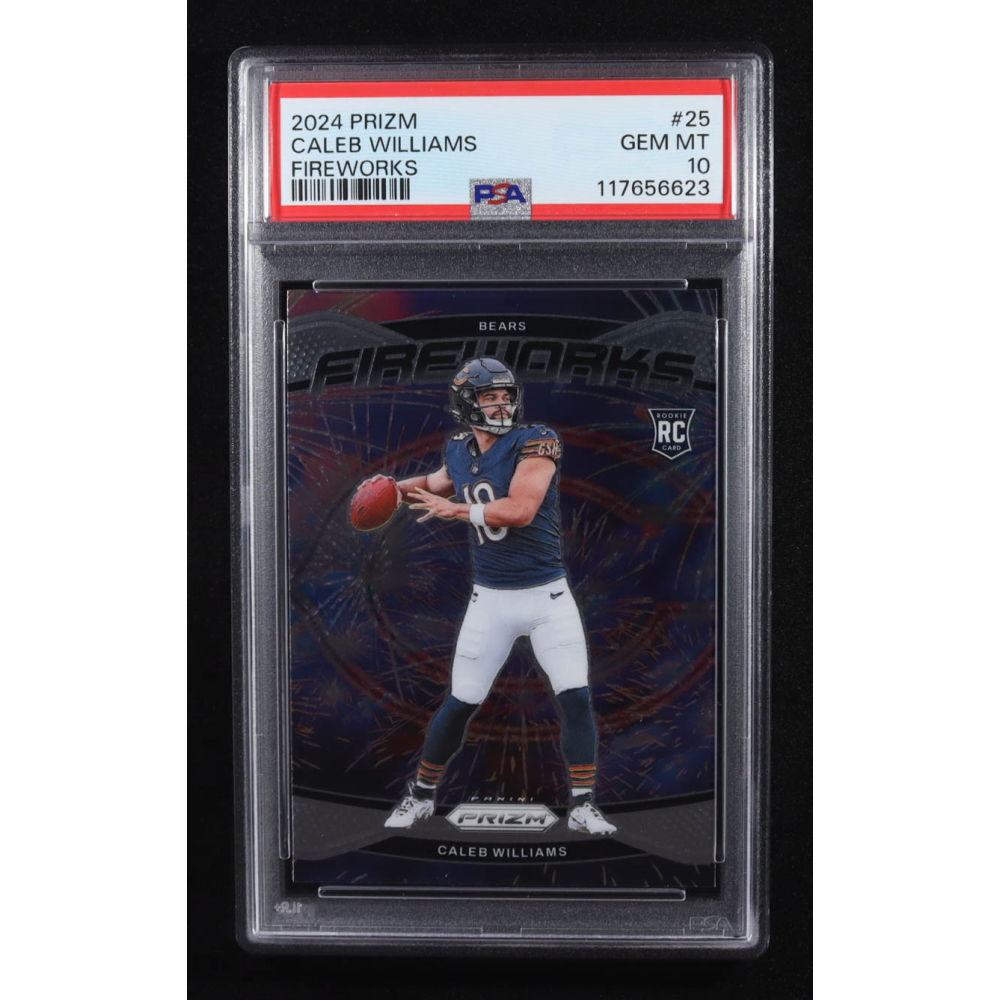 Caleb Williams 2024 Panini Prizm Fireworks #25 RC (PSA 10) at PristineAuction.com
