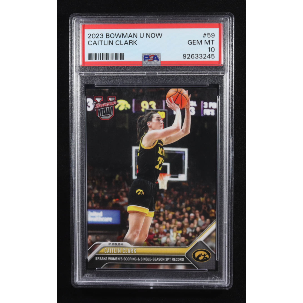 Caitlin Clark 2023-24 Bowman University Now #59 RC (PSA 10) at PristineAuction.com