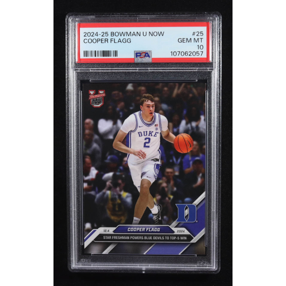 Cooper Flagg 2024-25 Bowman University Now #25 RC (PSA 10) at PristineAuction.com