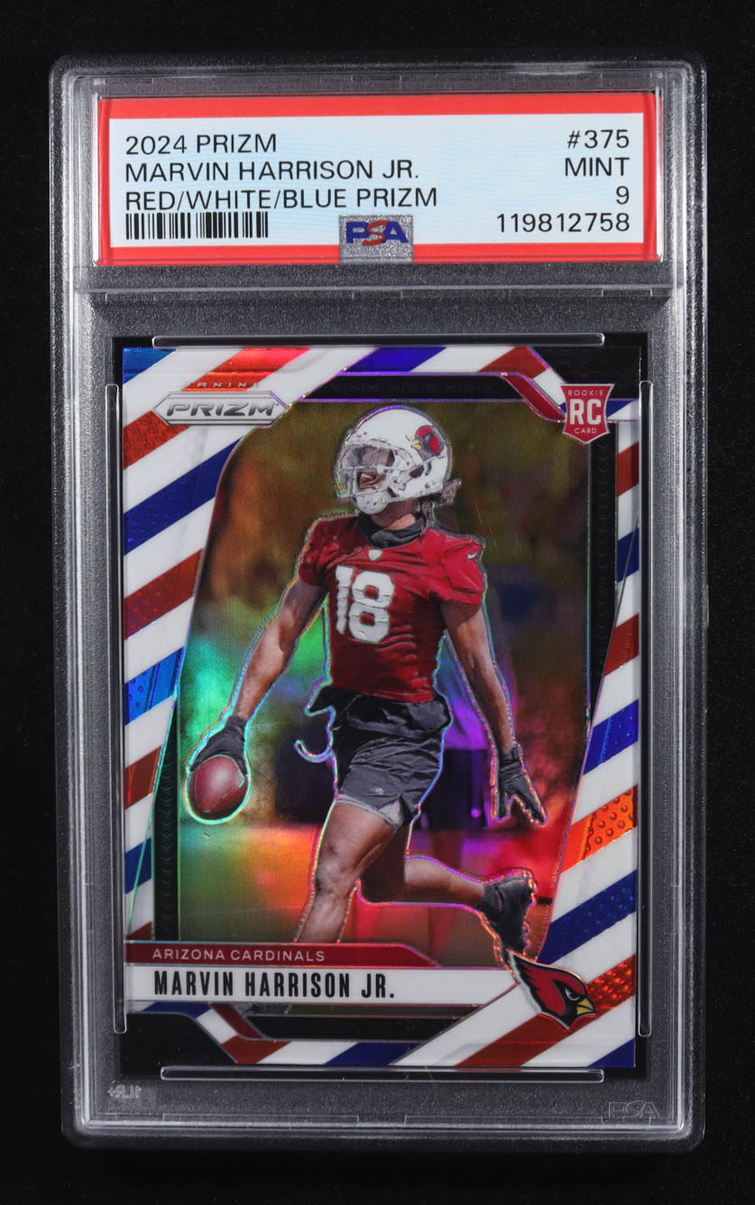 Marvin Harrison Jr. 2024 Panini Prizm Prizms Red White and Blue #375 RC (PSA 9) at PristineAuction.com Marvin Harrison Jr. 2024 Panini Prizm Prizms Red White and Blue #375 RC (PSA 9) at PristineAuction.com