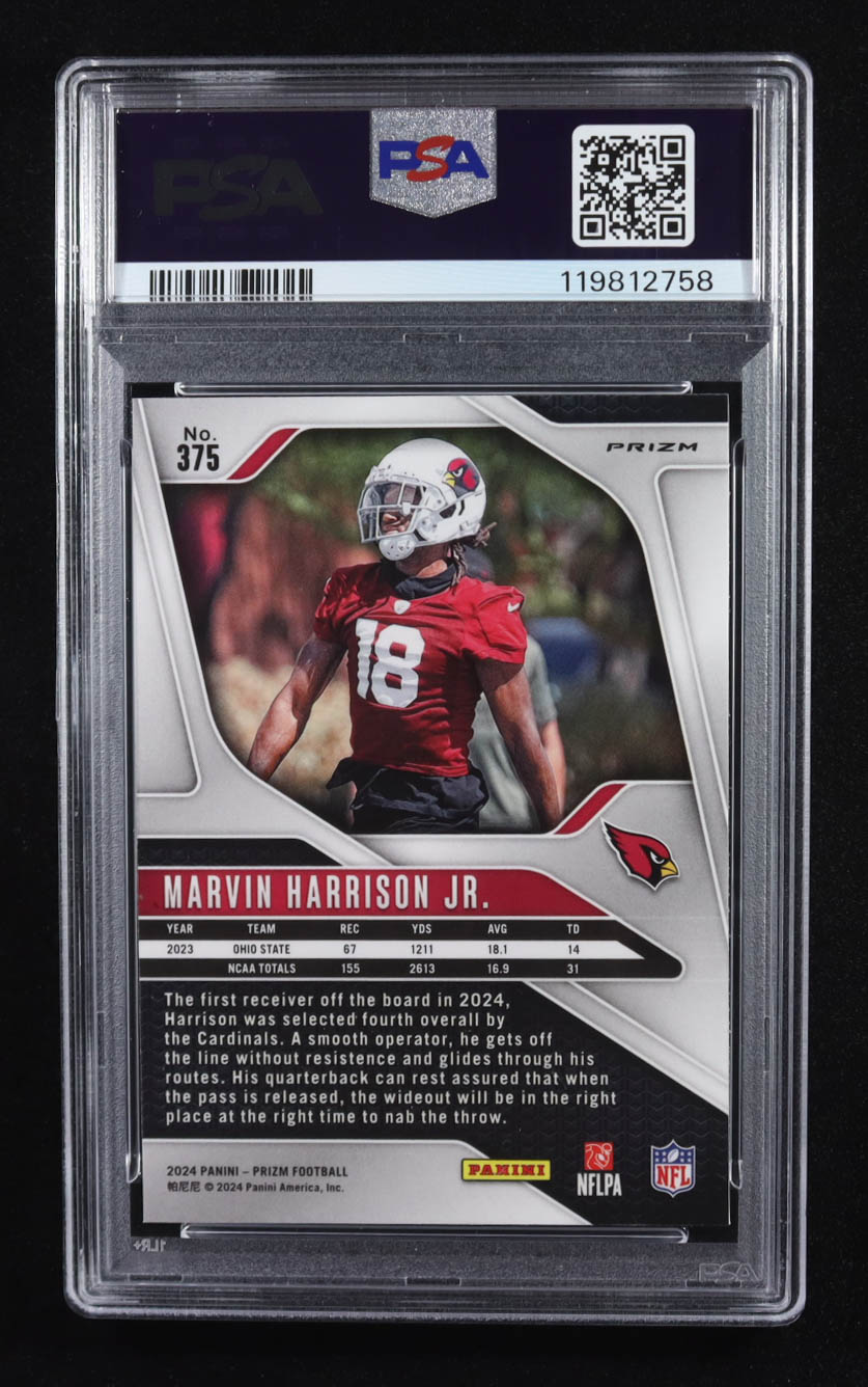 Marvin Harrison Jr. 2024 Panini Prizm Prizms Red White and Blue #375 RC (PSA 9) at PristineAuction.com Marvin Harrison Jr. 2024 Panini Prizm Prizms Red White and Blue #375 RC (PSA 9) at PristineAuction.com