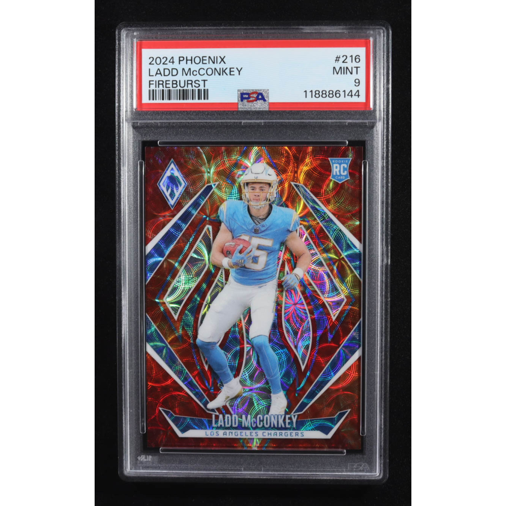 Ladd McConkey 2024 Panini Phoenix FireBurst #216 #004/350 RC (PSA 9) at PristineAuction.com