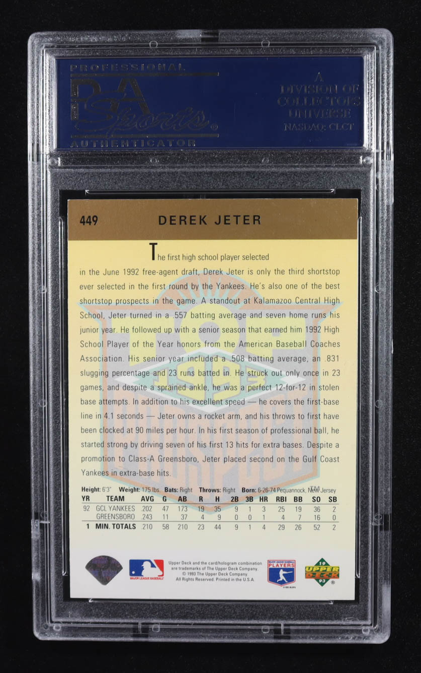 Derek Jeter 1993 Upper Deck #449 RC (PSA 8) at PristineAuction.com Derek Jeter 1993 Upper Deck #449 RC (PSA 8) at PristineAuction.com