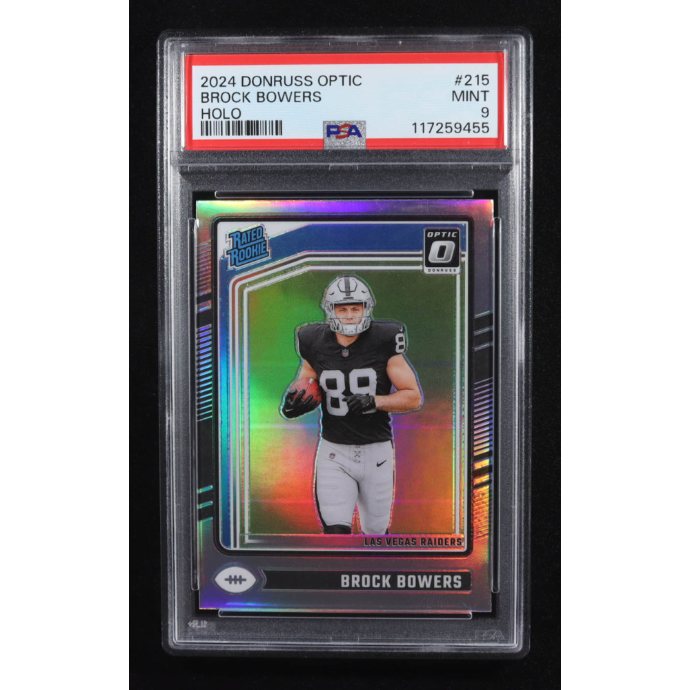 Brock Bowers 2024 Donruss Optic Holo #215 RR RC (PSA 9) at PristineAuction.com