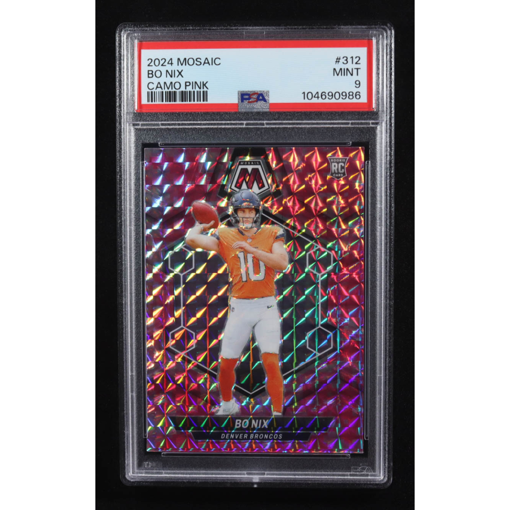 Bo Nix 2024 Panini Mosaic Mosaic Camo Pink #312 RC (PSA 9) at PristineAuction.com