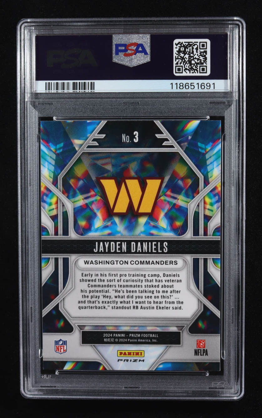 Jayden Daniels 2024 Panini Prizm Prizmatic Prizms Green Wave #3 RC (PSA 10) at PristineAuction.com Jayden Daniels 2024 Panini Prizm Prizmatic Prizms Green Wave #3 RC (PSA 10) at PristineAuction.com