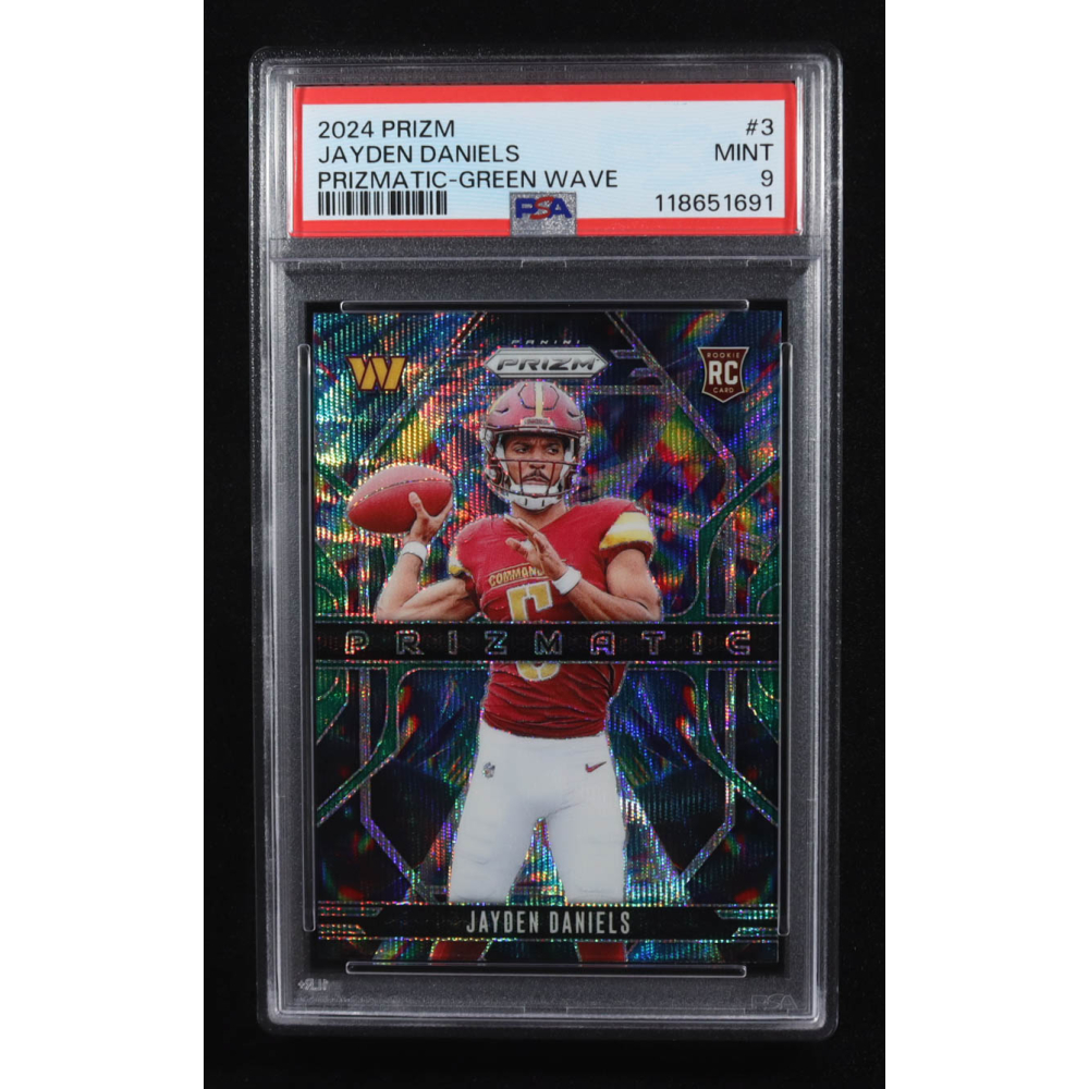 Jayden Daniels 2024 Panini Prizm Prizmatic Prizms Green Wave #3 RC (PSA 10) at PristineAuction.com