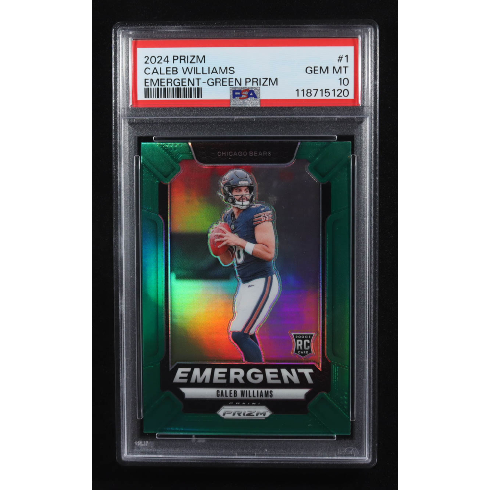 Caleb Williams 2024 Panini Prizm Emergent Prizms Green #1 RC (PSA 10) at PristineAuction.com