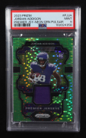 Jordan Addison 2023 Panini Prizm Premier Jerseys Neon Green Pulsar #14 RC (PSA 9) at PristineAuction.com