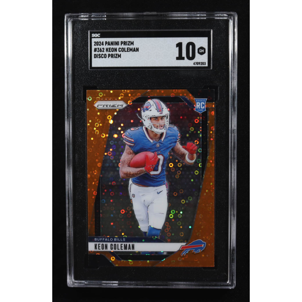 Keon Coleman 2024 Panini Prizm Prizms Orange Disco #362 RC (SGC 10) at PristineAuction.com
