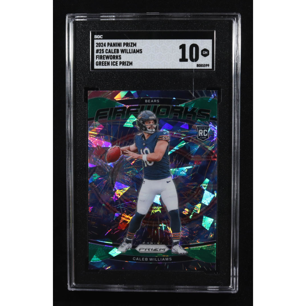 Caleb Williams 2024 Panini Prizm Fireworks Prizms Green Ice #25 RC (SGC 10) at PristineAuction.com
