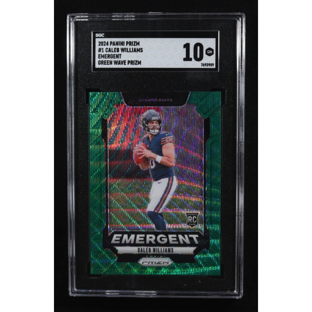 Caleb Williams 2024 Panini Prizm Emergent Prizms Green Wave #1 RC (SGC 10) at PristineAuction.com