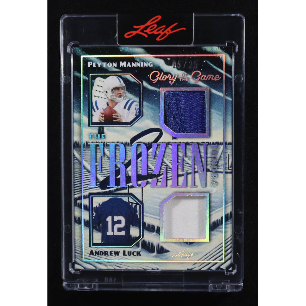 Peyton Manning / Andrew Luck 2025 Leaf Glory of the Game The Frozen Tundra Silver #FT12 #05/25 at PristineAuction.com