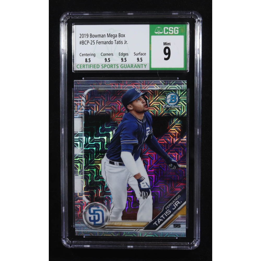 Fernando Tatis Jr. 2019 Bowman Chrome Mega Box Prospects Refractors #BCP25 RC (CSG 9) at PristineAuction.com