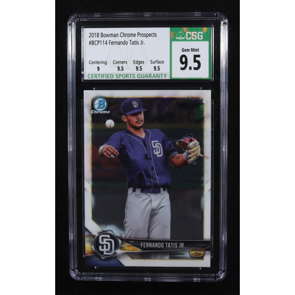 Fernando Tatis Jr. 2018 Bowman Chrome Prospects #BCP114 RC (CSG 9.5) at PristineAuction.com