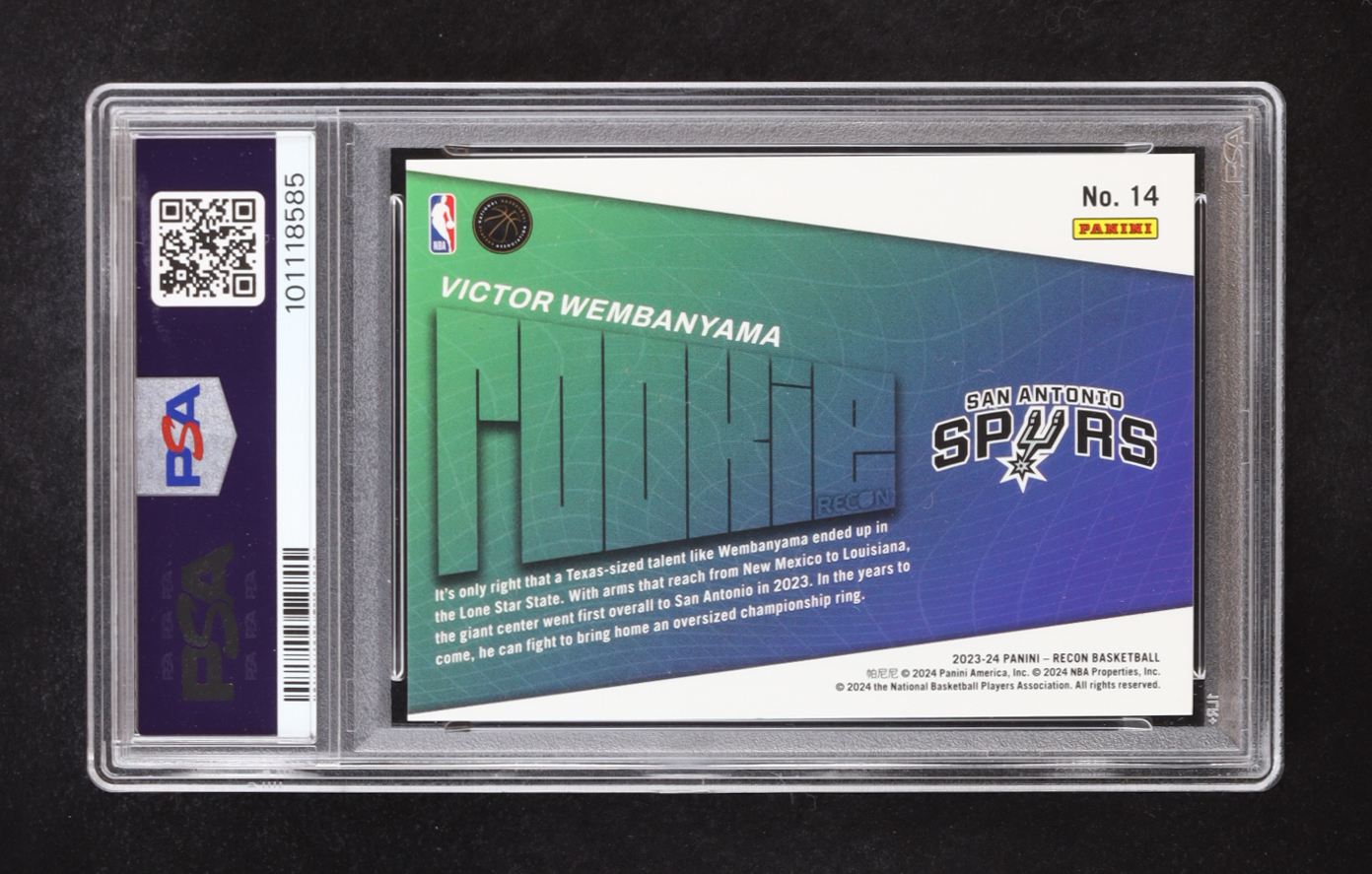 Victor Wembanyama 2023-24 Panini Recon Rookie Recon #14 RC (PSA 9) at PristineAuction.com Victor Wembanyama 2023-24 Panini Recon Rookie Recon #14 RC (PSA 9) at PristineAuction.com