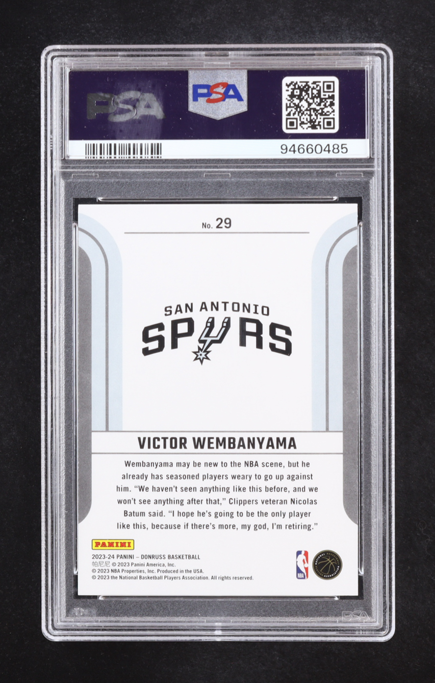 Victor Wembanyama 2023-24 Donruss Franchise Features #29 RC (PSA 10) at PristineAuction.com Victor Wembanyama 2023-24 Donruss Franchise Features #29 RC (PSA 10) at PristineAuction.com
