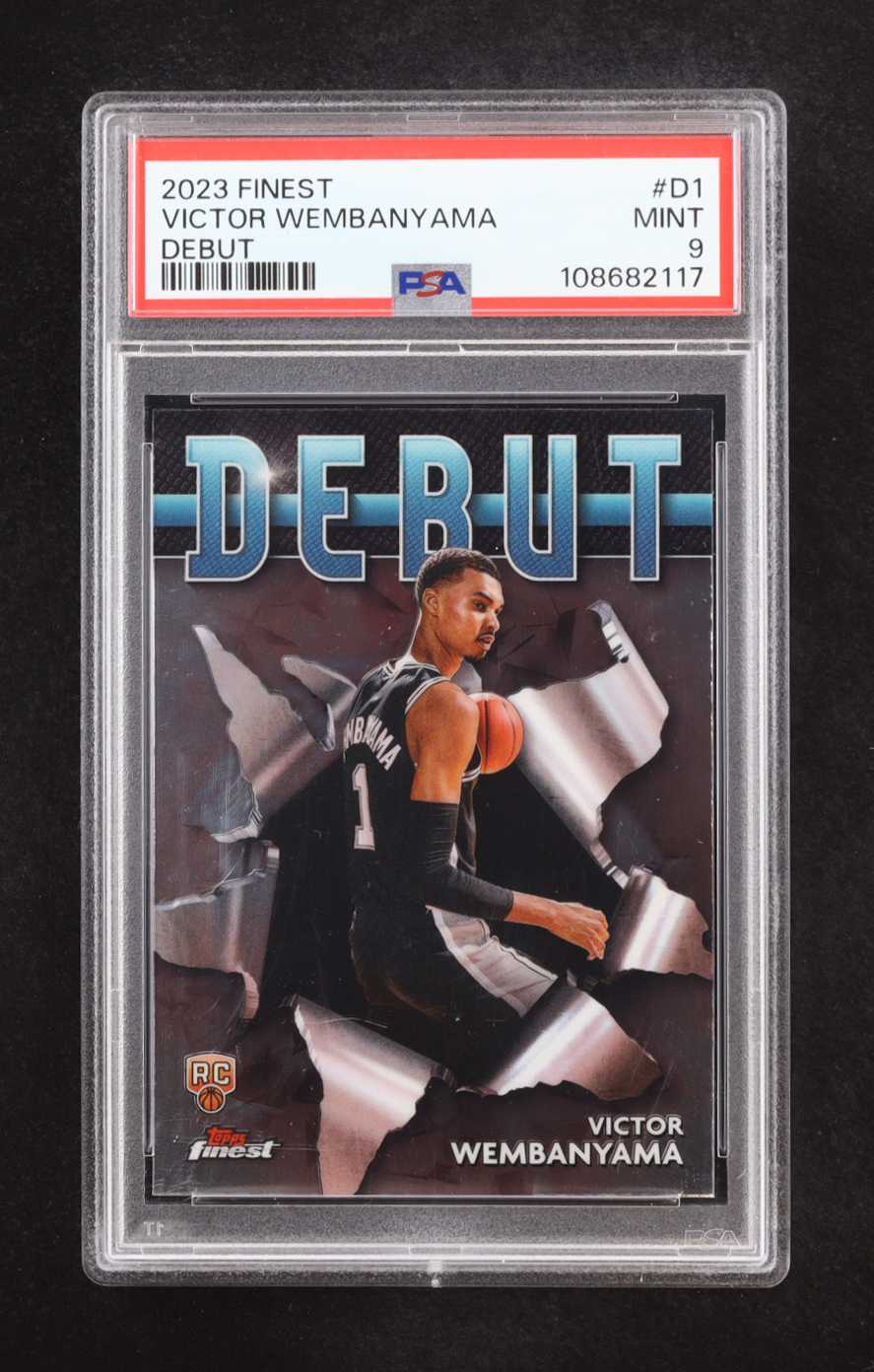 Victor Wembanyama 2023-24 Finest Debut #D1 RC (PSA 9) at PristineAuction.com Victor Wembanyama 2023-24 Finest Debut #D1 RC (PSA 9) at PristineAuction.com