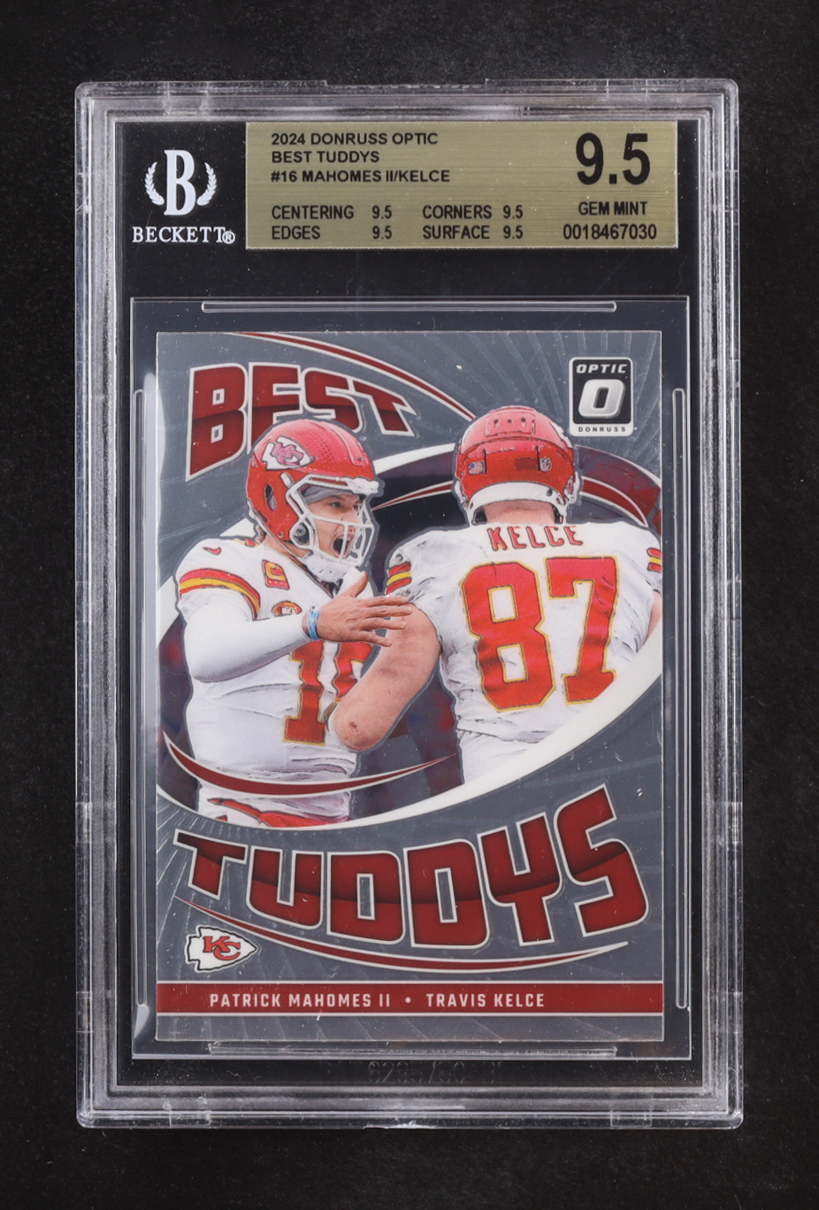 Patrick Mahomes II / Travis Kelce 2024 Donruss Optic Best Tuddys #16 (BGS 9.5) at PristineAuction.com Patrick Mahomes II / Travis Kelce 2024 Donruss Optic Best Tuddys #16 (BGS 9.5) at PristineAuction.com
