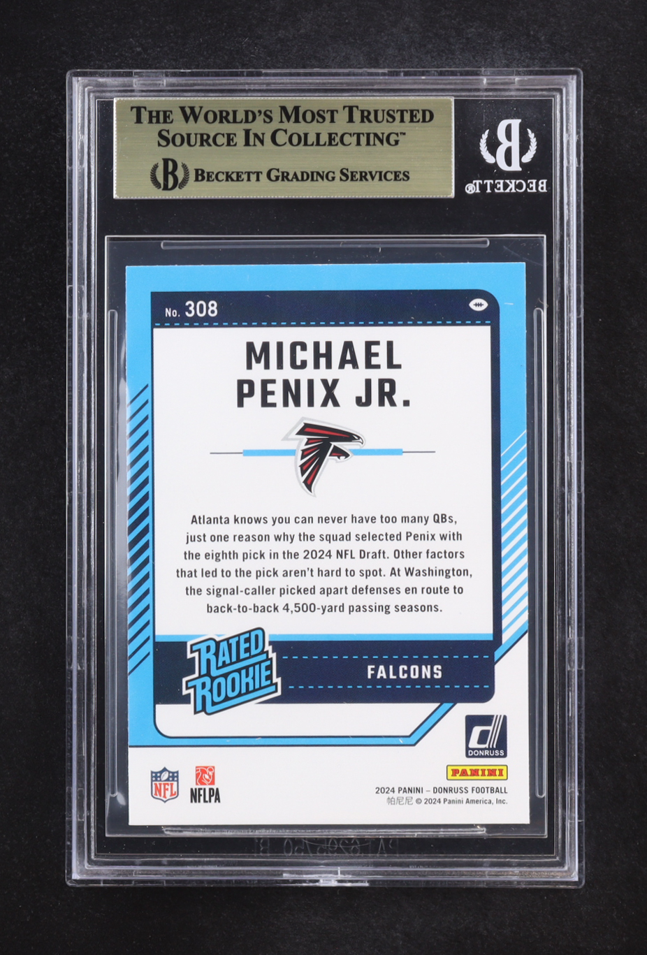 Michael Penix Jr. 2024 Donruss #308 RR RC (BGS 9.5) at PristineAuction.com Michael Penix Jr. 2024 Donruss #308 RR RC (BGS 9.5) at PristineAuction.com