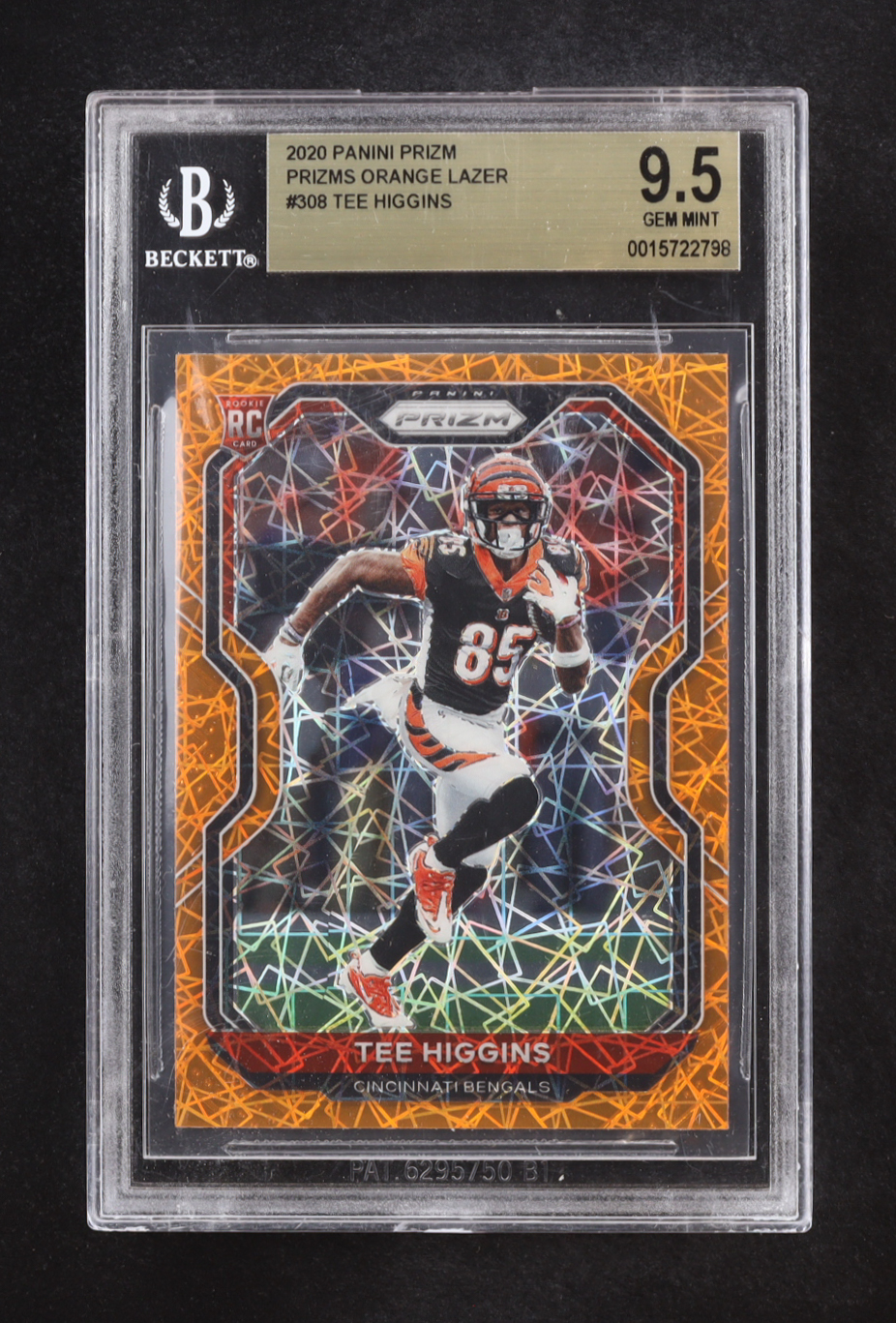 Tee Higgins 2020 Panini Prizm Prizms Orange Lazer #308 RC (BGS 9.5) at PristineAuction.com Tee Higgins 2020 Panini Prizm Prizms Orange Lazer #308 RC (BGS 9.5) at PristineAuction.com