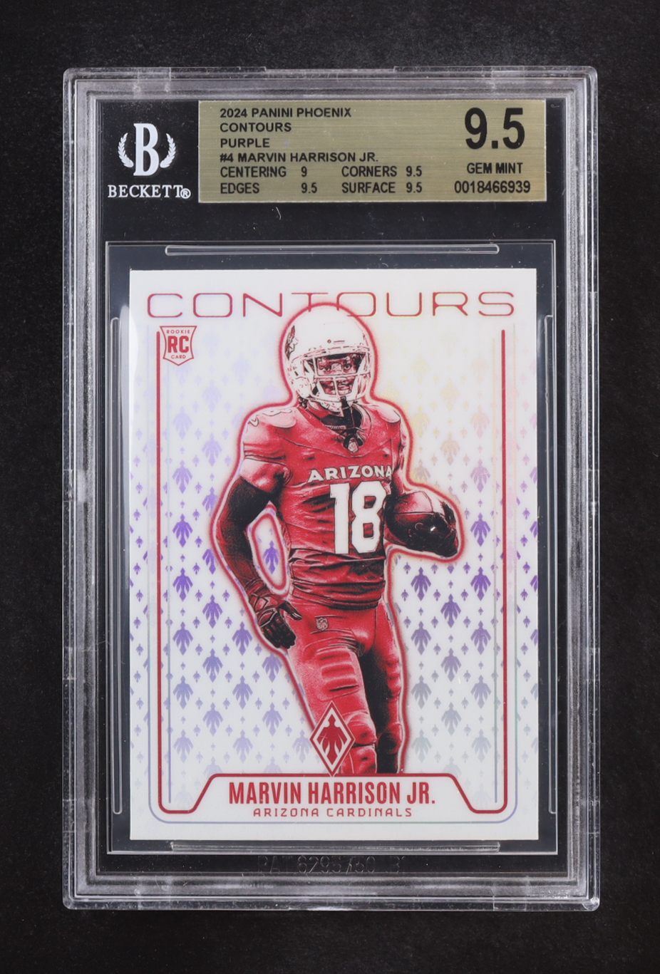 Marvin Harrison Jr. 2024 Panini Phoenix Contours Purple #4 RC (BGS 9.5) at PristineAuction.com Marvin Harrison Jr. 2024 Panini Phoenix Contours Purple #4 RC (BGS 9.5) at PristineAuction.com