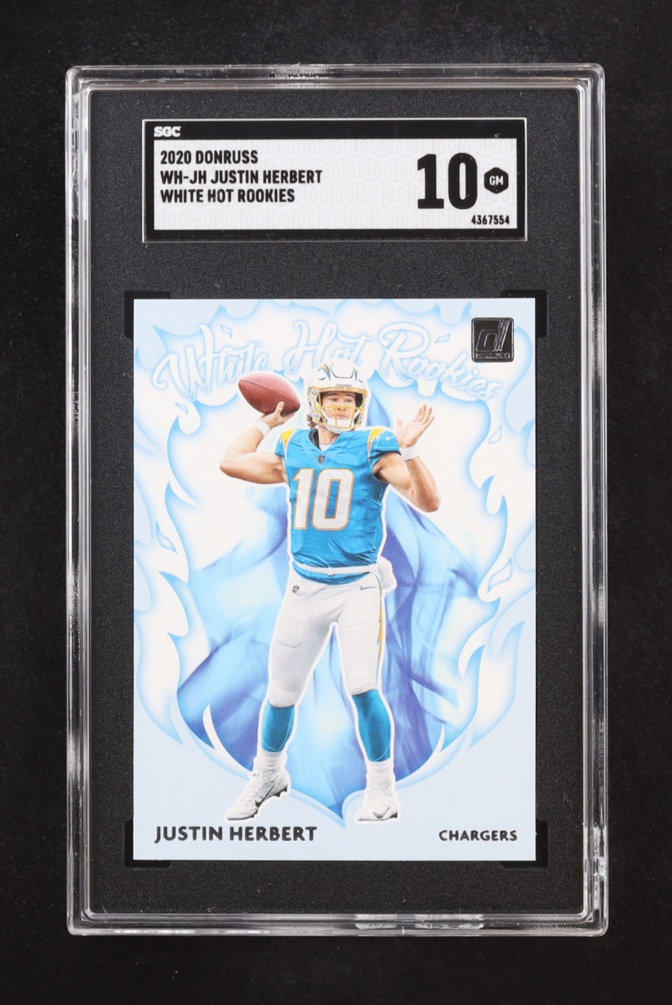 Justin Herbert 2020 Donruss White Hot Rookies #WHJH RC (SGC 10) at PristineAuction.com Justin Herbert 2020 Donruss White Hot Rookies #WHJH RC (SGC 10) at PristineAuction.com