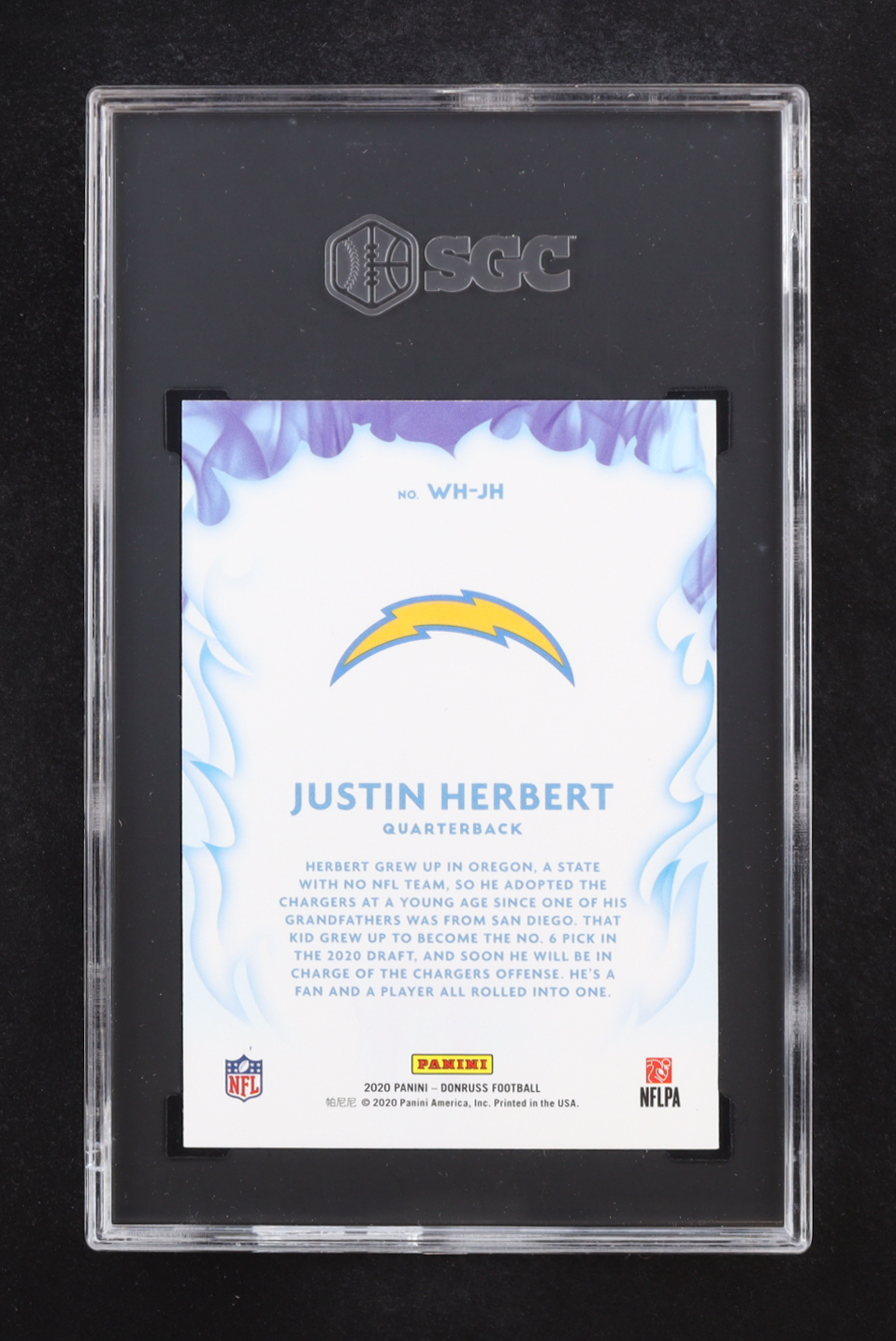 Justin Herbert 2020 Donruss White Hot Rookies #WHJH RC (SGC 10) at PristineAuction.com Justin Herbert 2020 Donruss White Hot Rookies #WHJH RC (SGC 10) at PristineAuction.com