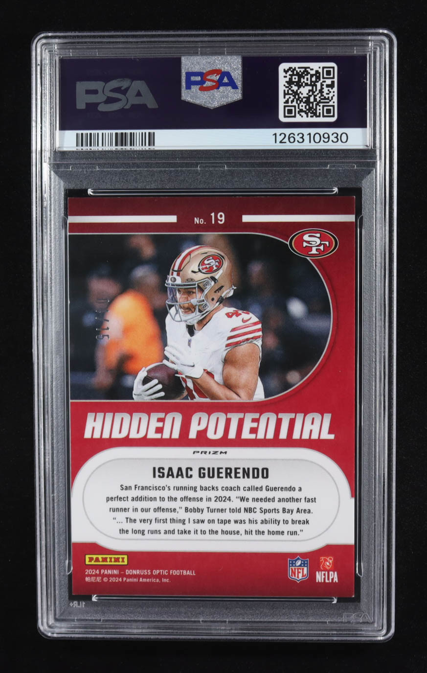 Isaac Guerendo 2024 Donruss Optic Hidden Potential Ice #19 #04/15 RC (PSA 8) at PristineAuction.com Isaac Guerendo 2024 Donruss Optic Hidden Potential Ice #19 #04/15 RC (PSA 8) at PristineAuction.com