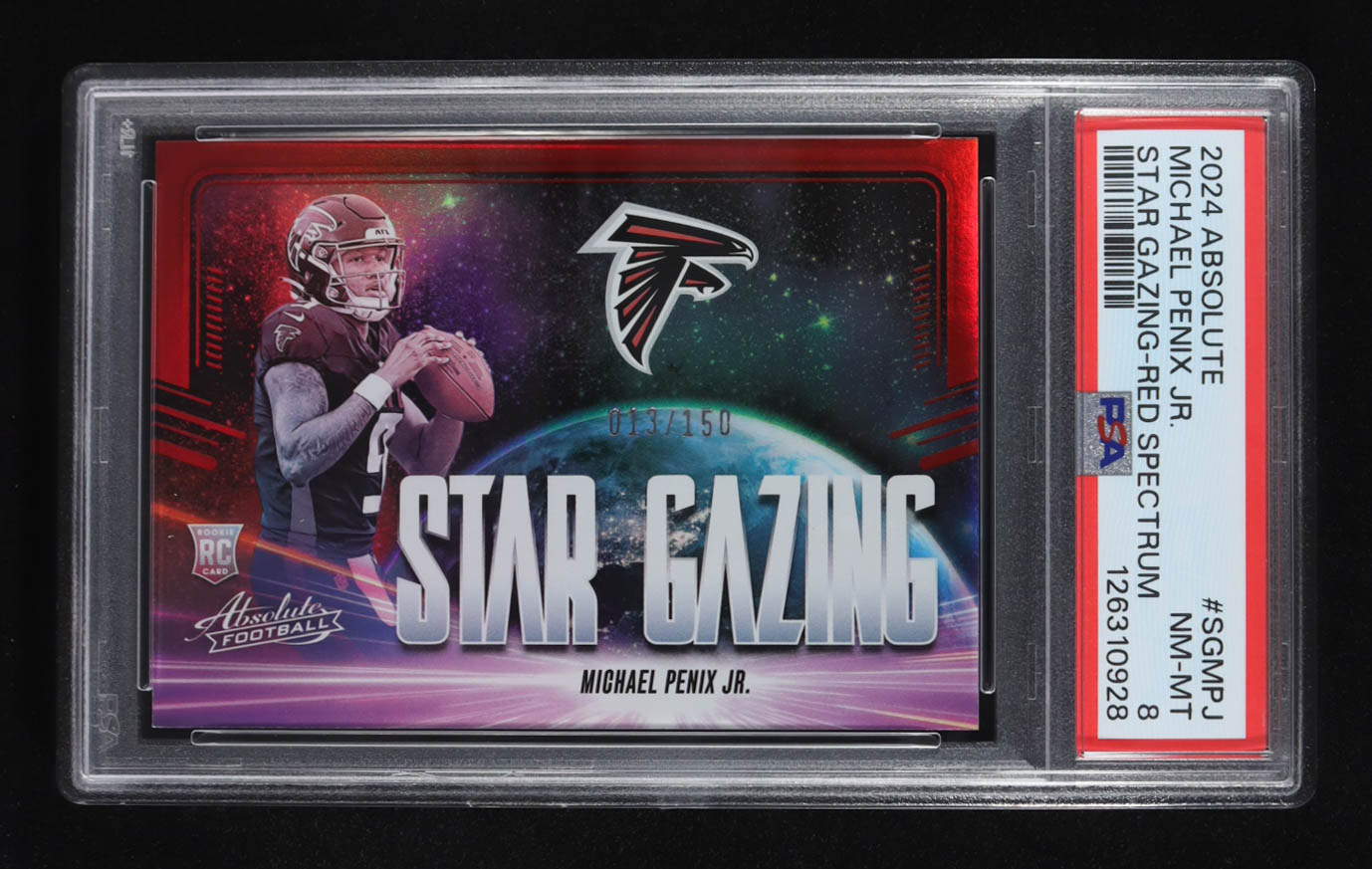 Michael Penix Jr. 2024 Absolute Star Gazing Spectrum Red #8 #013/150 RC (PSA 8) at PristineAuction.com Michael Penix Jr. 2024 Absolute Star Gazing Spectrum Red #8 #013/150 RC (PSA 8) at PristineAuction.com
