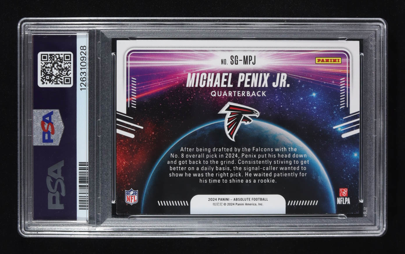 Michael Penix Jr. 2024 Absolute Star Gazing Spectrum Red #8 #013/150 RC (PSA 8) at PristineAuction.com Michael Penix Jr. 2024 Absolute Star Gazing Spectrum Red #8 #013/150 RC (PSA 8) at PristineAuction.com