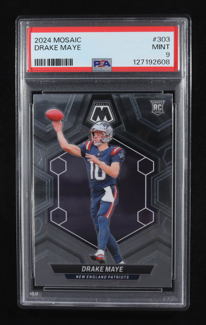 Drake Maye 2024 Panini Mosaic #303 RC (PSA 9) at PristineAuction.com Drake Maye 2024 Panini Mosaic #303 RC (PSA 9) at PristineAuction.com