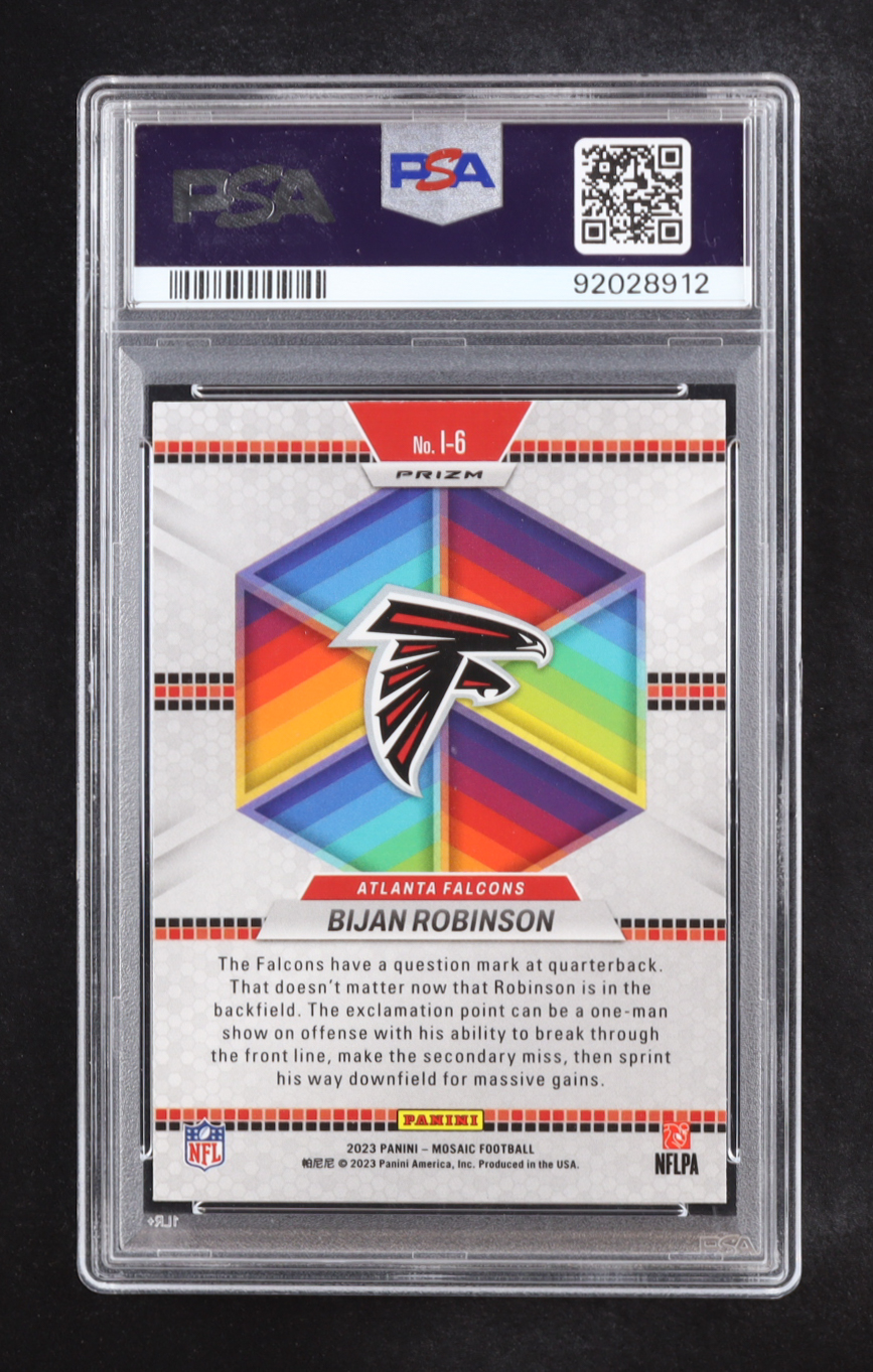 Bijan Robinson 2023 Panini Mosaic Introductions Silver #6 RC (PSA 10) at PristineAuction.com Bijan Robinson 2023 Panini Mosaic Introductions Silver #6 RC (PSA 10) at PristineAuction.com