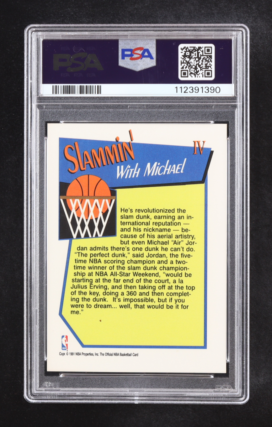 Michael Jordan 1991-92 Hoops Slam Dunk Champ #IV (PSA 6) at PristineAuction.com Michael Jordan 1991-92 Hoops Slam Dunk Champ #IV (PSA 6) at PristineAuction.com