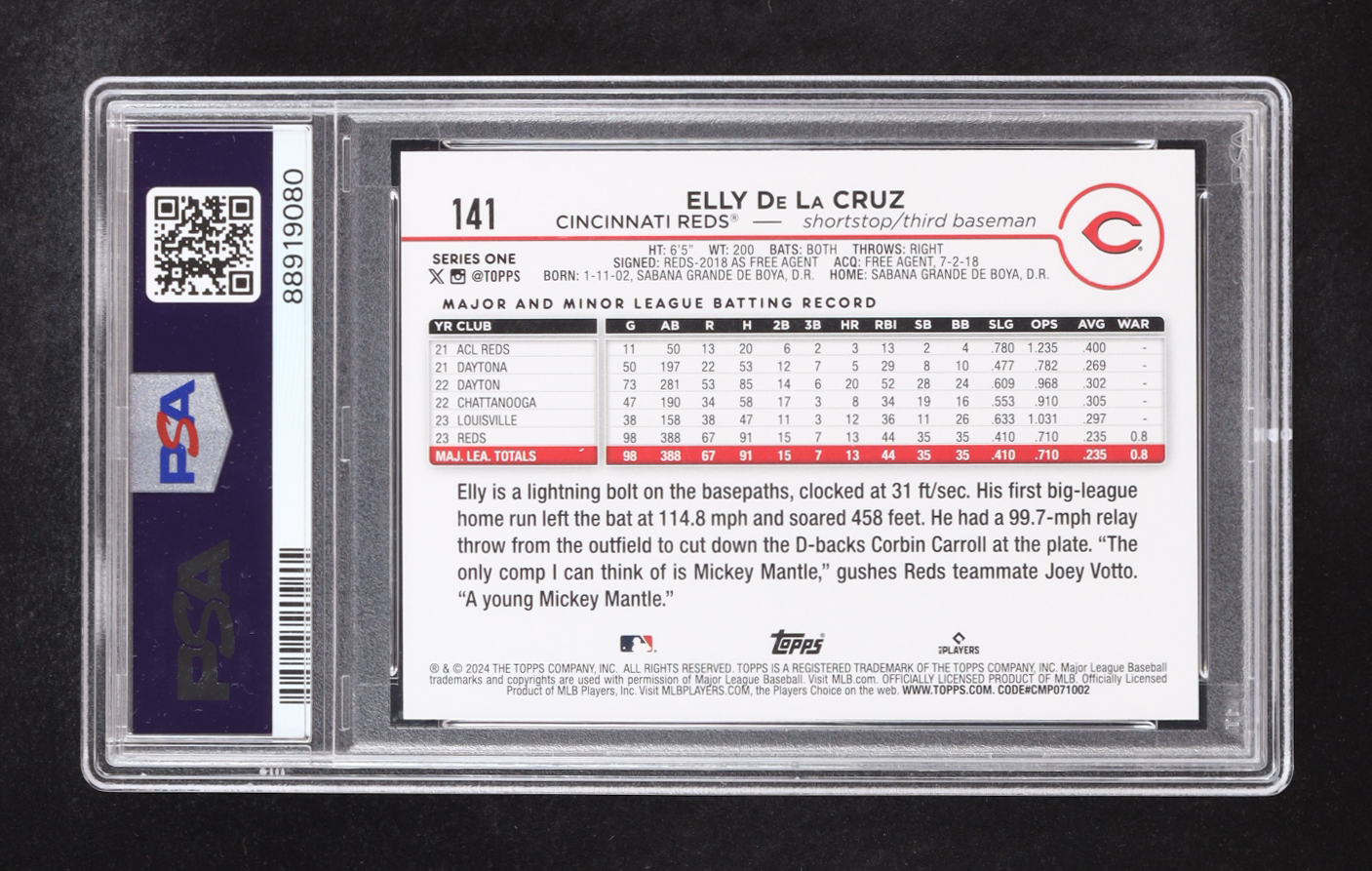 Elly De La Cruz 2024 Topps #141 RC (PSA 9) at PristineAuction.com Elly De La Cruz 2024 Topps #141 RC (PSA 9) at PristineAuction.com