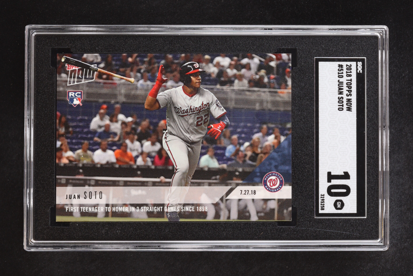 Juan Soto 2018 Topps Now #510 RC (SGC 10) at PristineAuction.com Juan Soto 2018 Topps Now #510 RC (SGC 10) at PristineAuction.com