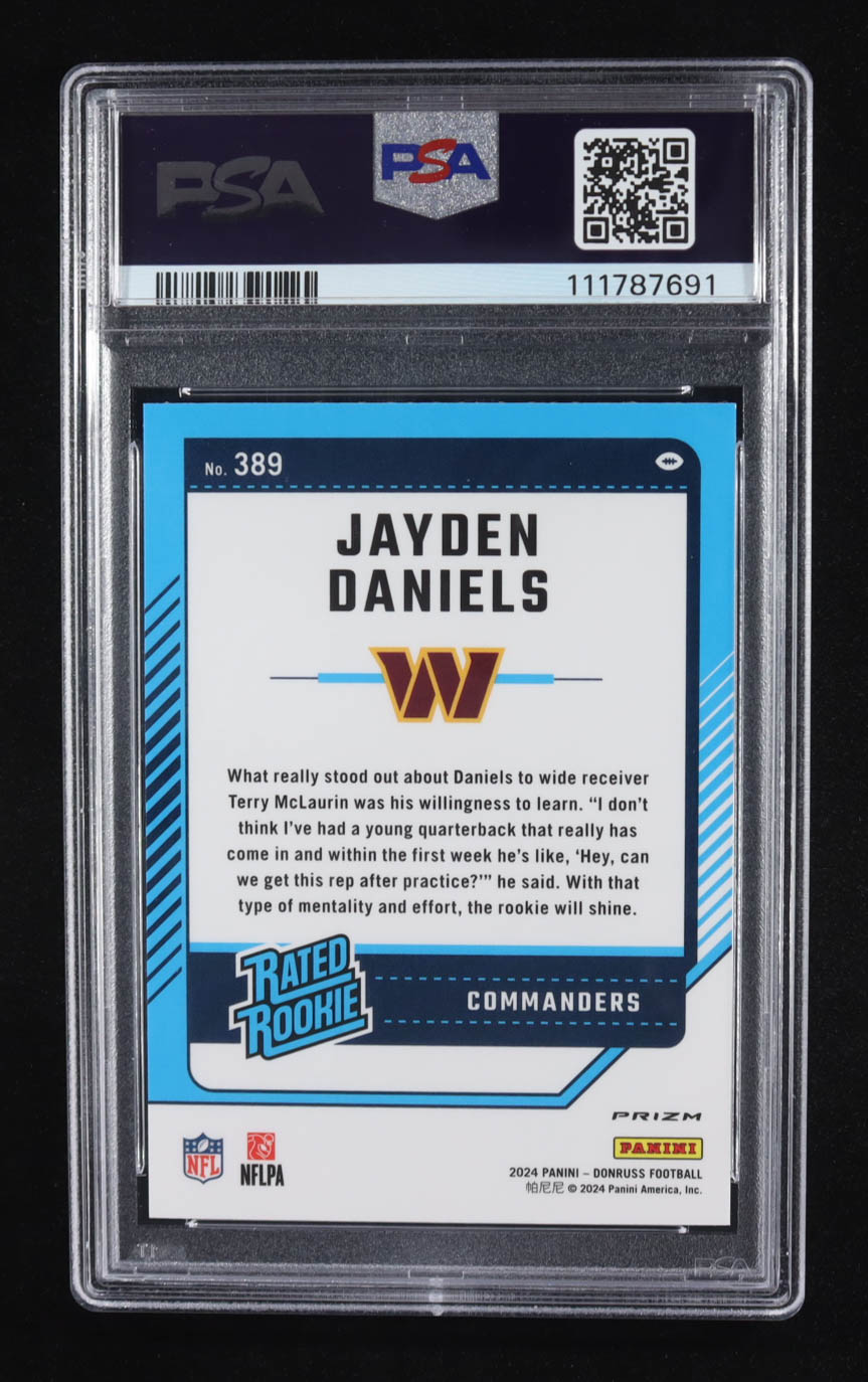 Jayden Daniels 2024 Donruss Optic Rated Rookies Preview Pink #389 RC (PSA 9) at PristineAuction.com Jayden Daniels 2024 Donruss Optic Rated Rookies Preview Pink #389 RC (PSA 9) at PristineAuction.com