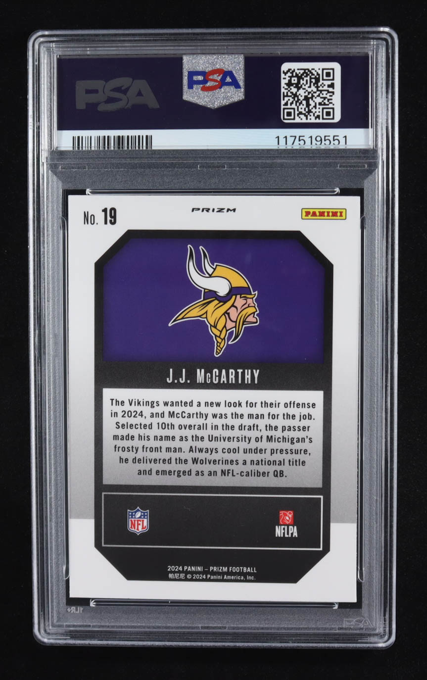 J.J. McCarthy 2024 Prizm Emergent Green Wave #19 (PSA 10) at PristineAuction.com J.J. McCarthy 2024 Prizm Emergent Green Wave #19 (PSA 10) at PristineAuction.com