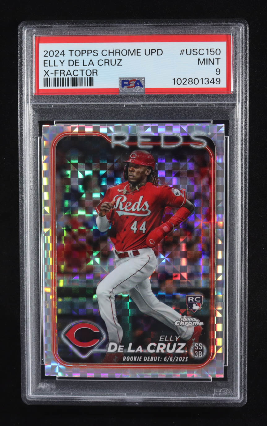 Elly De La Cruz 2024 Topps Chrome Update X-Fractors #USC150 RC (PSA 9) at PristineAuction.com Elly De La Cruz 2024 Topps Chrome Update X-Fractors #USC150 RC (PSA 9) at PristineAuction.com