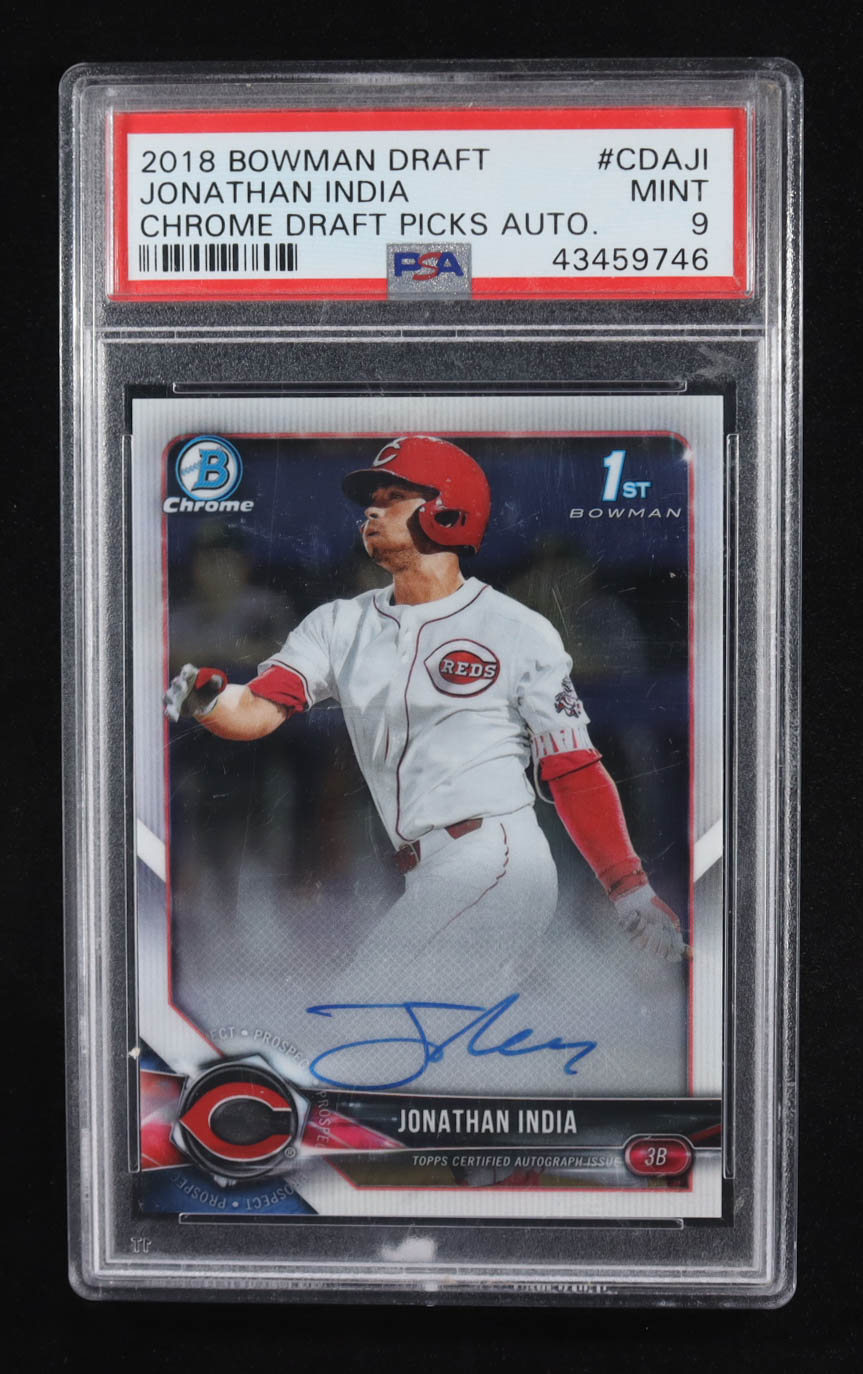 Jonathan India 2018 Bowman Chrome Draft Picks Autographs #CDAJI RC (PSA 9) at PristineAuction.com Jonathan India 2018 Bowman Chrome Draft Picks Autographs #CDAJI RC (PSA 9) at PristineAuction.com