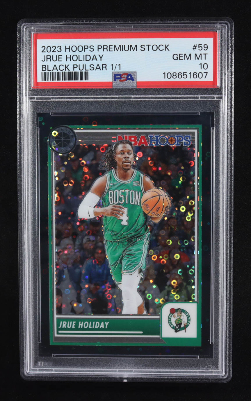 Jrue Holiday 2023 Panini Hoops Premium Stock Black Pulsar #59 #1/1 (PSA 10) at PristineAuction.com Jrue Holiday 2023 Panini Hoops Premium Stock Black Pulsar #59 #1/1 (PSA 10) at PristineAuction.com