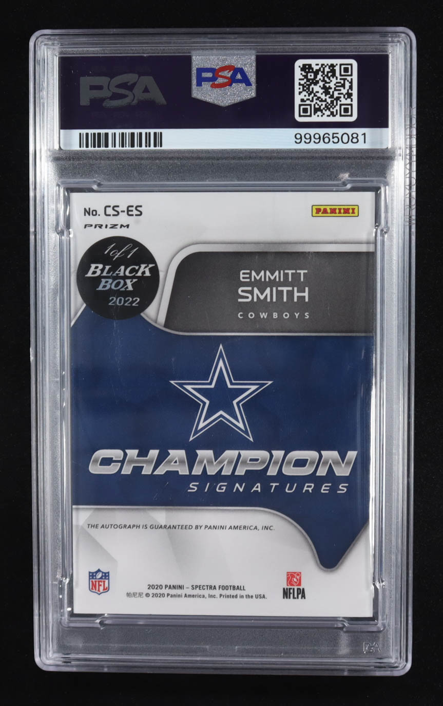 Emmitt Smith 2020 Panini Spectra Champion Signatures Hyper Black Box #CSES #1/1 (PSA 9) at PristineAuction.com Emmitt Smith 2020 Panini Spectra Champion Signatures Hyper Black Box #CSES #1/1 (PSA 9) at PristineAuction.com