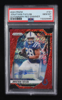 Jonathan Taylor 2024 Panini Prizm Autographs Prizms Red Shimmer #121 #03/35 (PSA 10) at PristineAuction.com