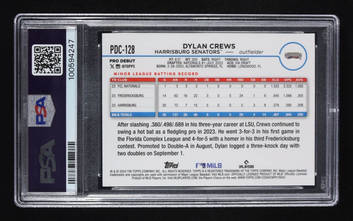 Dylan Crews 2024 Topps Pro Debut Chrome #PDC128 RC (PSA 10) at PristineAuction.com Dylan Crews 2024 Topps Pro Debut Chrome #PDC128 RC (PSA 10) at PristineAuction.com