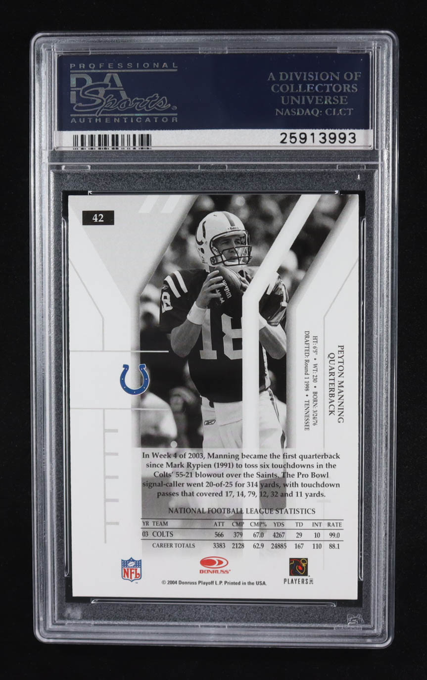 Peyton Manning 2004 Donruss Elite #42 (PSA 7) at PristineAuction.com Peyton Manning 2004 Donruss Elite #42 (PSA 7) at PristineAuction.com